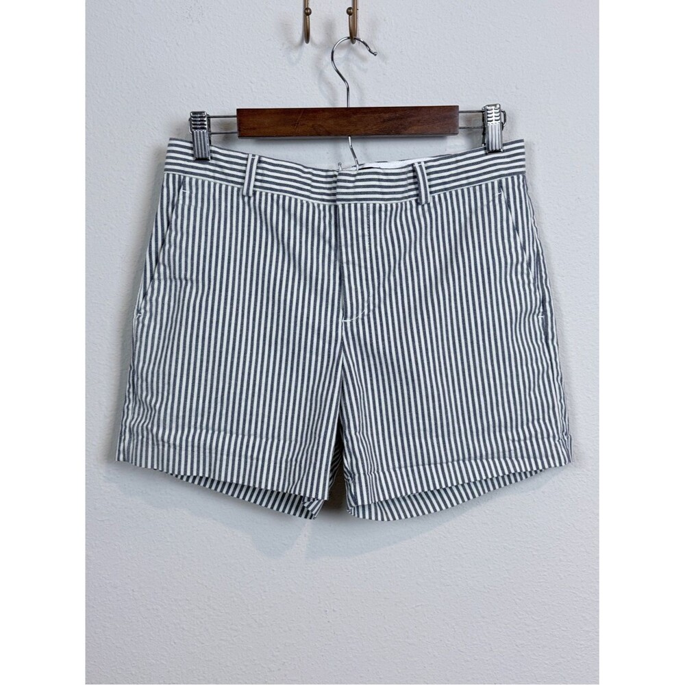 Banana Republic Factory Navy & White Striped Cotton Bermuda Shorts 4
